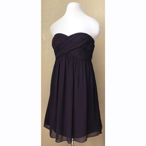 Bill Levkoff purple strapless babydoll dress